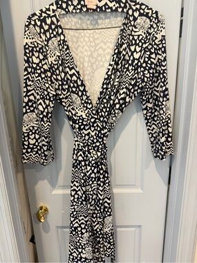 Persifor Navy and White Wrap Dress